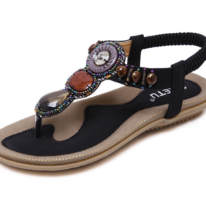 Summer 2021 ethnic style sandals women Thailand travel beach bohemian retro beaded large size flat shoes