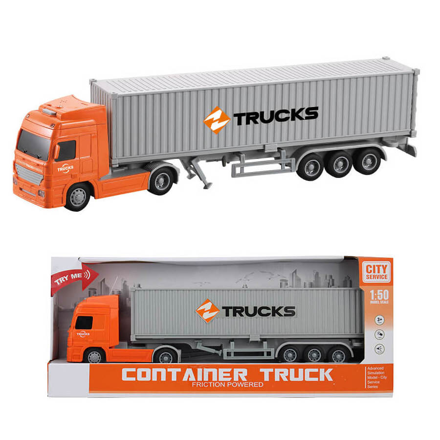 Hot Sale Container Car Truck Diecast Friction Toy Vehicles with Light and Sound for Kids