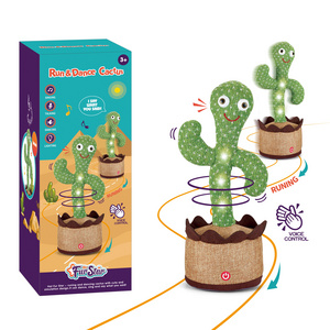 Electric Running Dancing Talking Cactus Voice Control Plants Plush Baby Toys Repeats What You Say Recorder for Kids