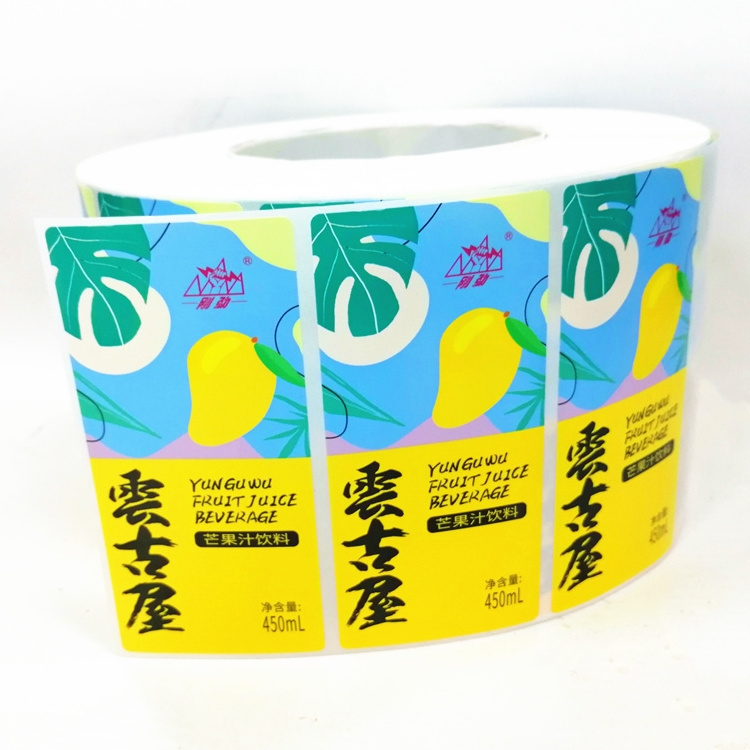 Bulk Wholesale High Quality Custom 500ml Juice Labels Stickers Normal Adhesive Packaging Labels in Roll