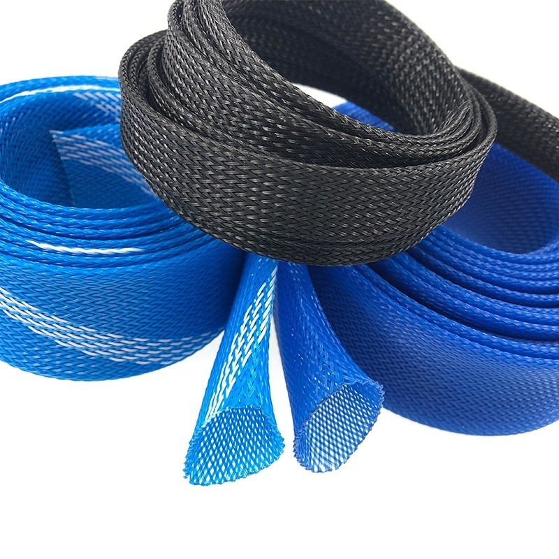 High Quality Wholesale 9MM Cable Sleeves Management Split Braided Wrap Cable Sleeve PET Expandable Braided Network Pipe