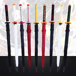 Promotion Long Handle Japanese Golf Umbrella Anime Samurai Sword Cosplay Sun Rain Cartoon Umbrella