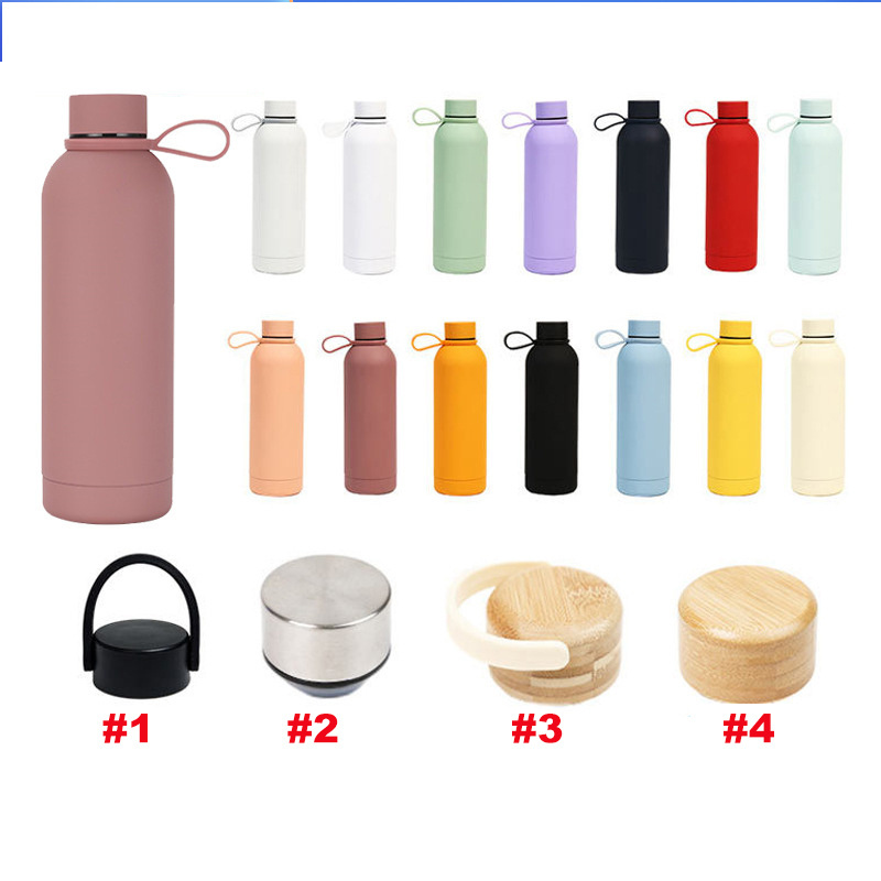 Custom 350ml 500ml 750ml 1000ml Small Mouth Double Wall Stainless Steel Soft Rubber Coated Vacuum Flasks Thermoses Water Bottles