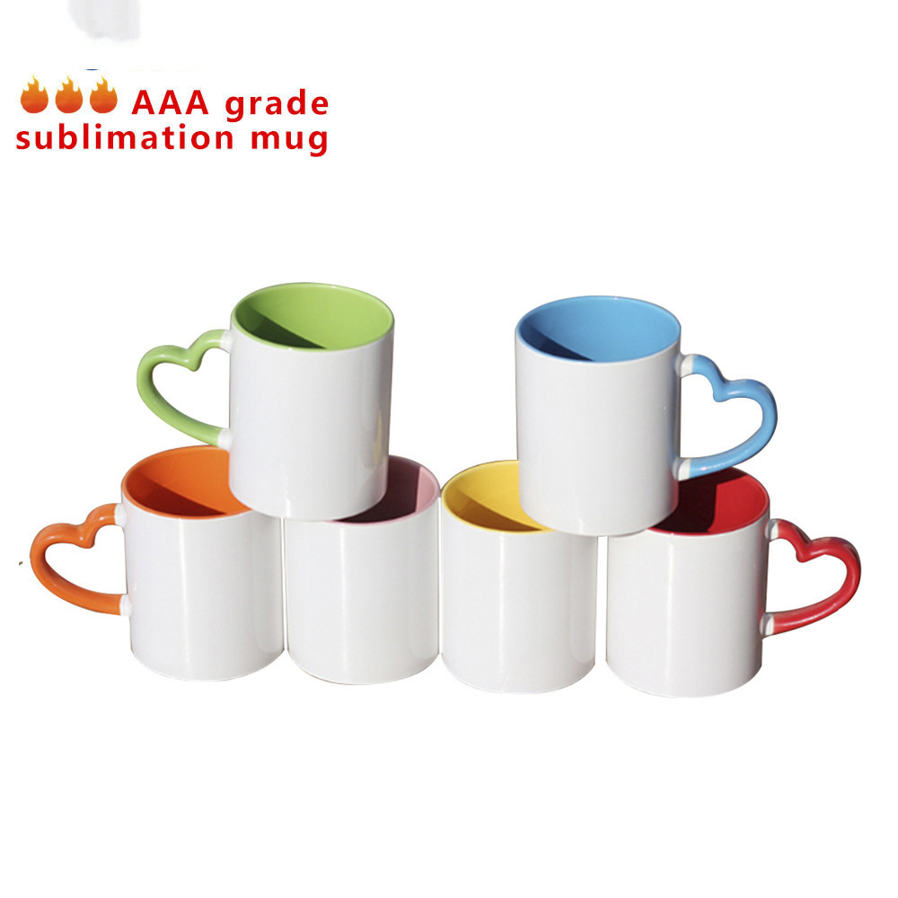 USA Warehouse Stocked Sublimation 11oz 15oz Ceramic Mugs Blanks Inner Colored Coffee Mug with Handle In Bulk