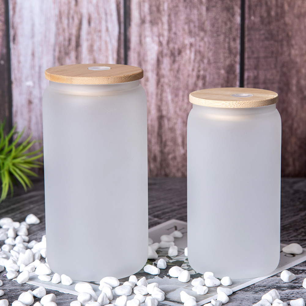 New products ideas 16oz colored jelly glass can sublimation borosilicate clear transparent candy Soda beer glass jar with pp lid