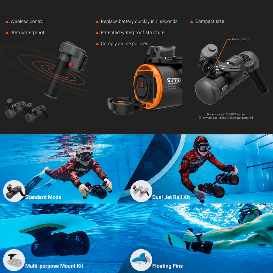 CAMORO lefeet S1 pro top seller 2022 certification electric under water sea scooter scuba swimming diving scooters sup board