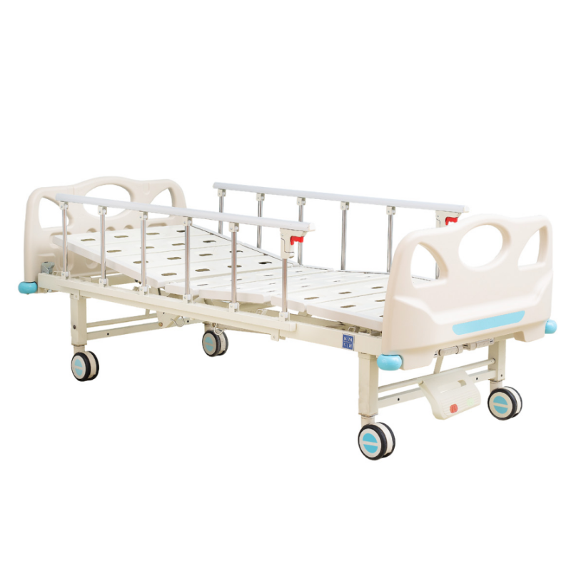 Factory supply 2 cranks two functions manual hospital bed with wheels