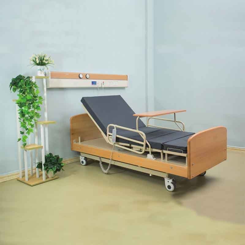 New Arrival Wooden Electric Medical Elderly Patient Nursing Room Hospital Furniture Clinic Rotating Home Care Bed