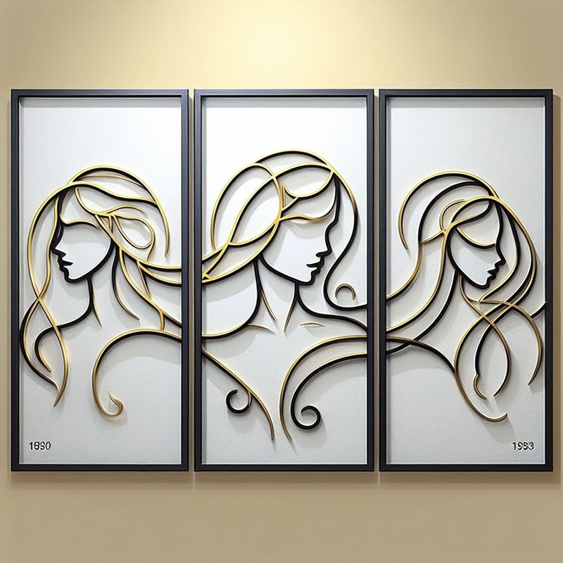 Customizable 3 Pcs Metal Wall Art Decor Minimalist Abstract Woman Wall Art metal Modern Line Drawing Wall Art Decor with box