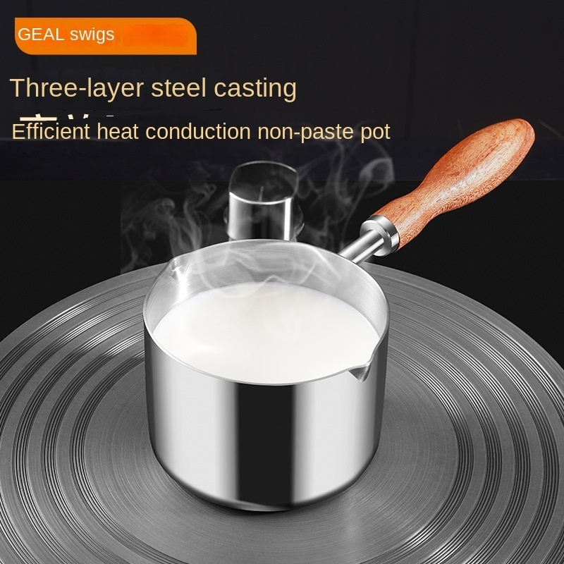 Stainless Steel Mini Frying Pan Household Hot Oil Pan Boiled Eggs Hot Chocolate Hot Milk Pot Household Multi-purpose Pot