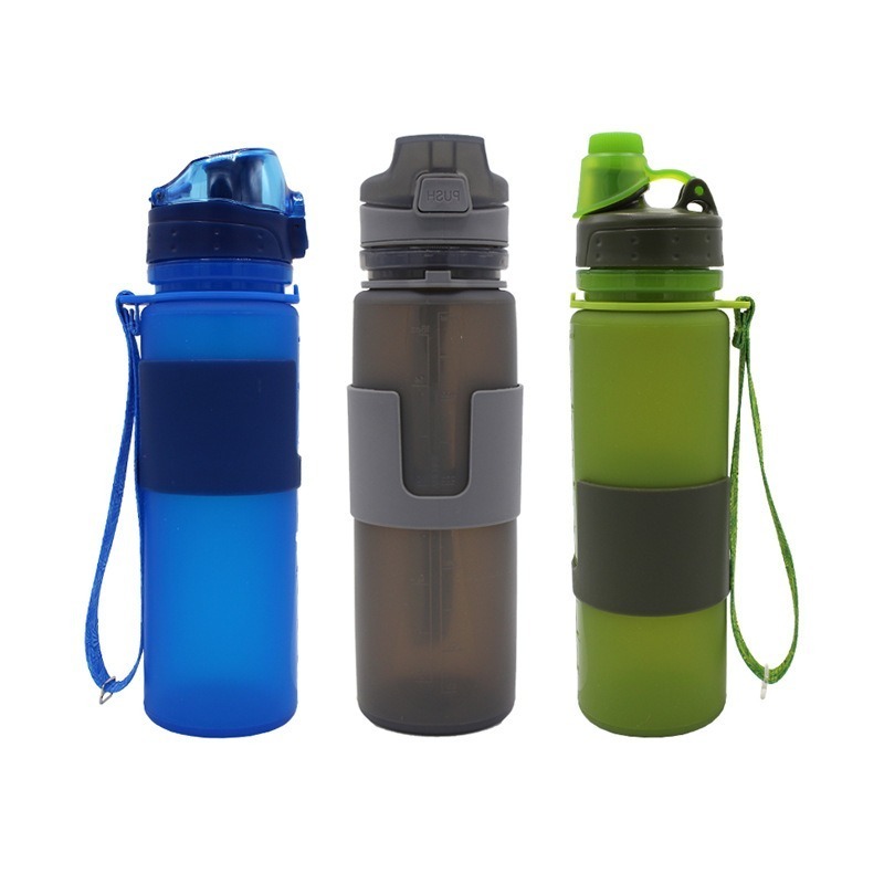 Collapsible Water Bottle with Leak Proof Twist Lid Folding for Outdoor Travel BPA Free Wholesale Silicone 18/22oz Camping Hiking