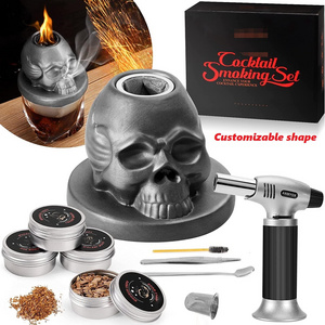 Factory OEM Customized Ceramic smoker kit with torch with 4 Wood Chips Cocktail smoker Kit in black Box with sponge for bar too