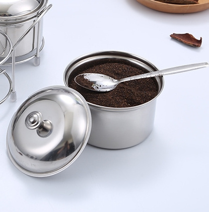 Cooking Tools Stainless Steel Spice Salt Sugar Oil Pepper Chili Condiment Jar Container with Spoon Herb & Spice Tools All-season