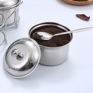 Cooking Tools Stainless Steel Spice Salt Sugar Oil Pepper Chili Condiment Jar Container with Spoon Herb & Spice Tools All-season