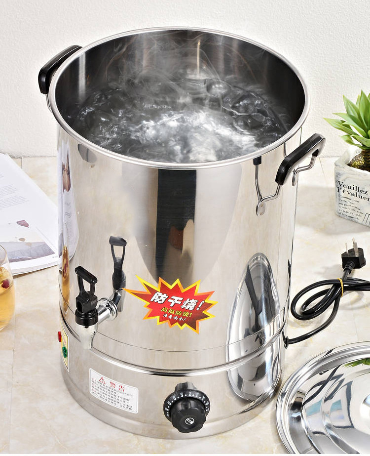 Electric Stainless Steel Water Bucket Boil soup Heat Preservation Barrel Drum with Cover Drink Dispenser with Tap