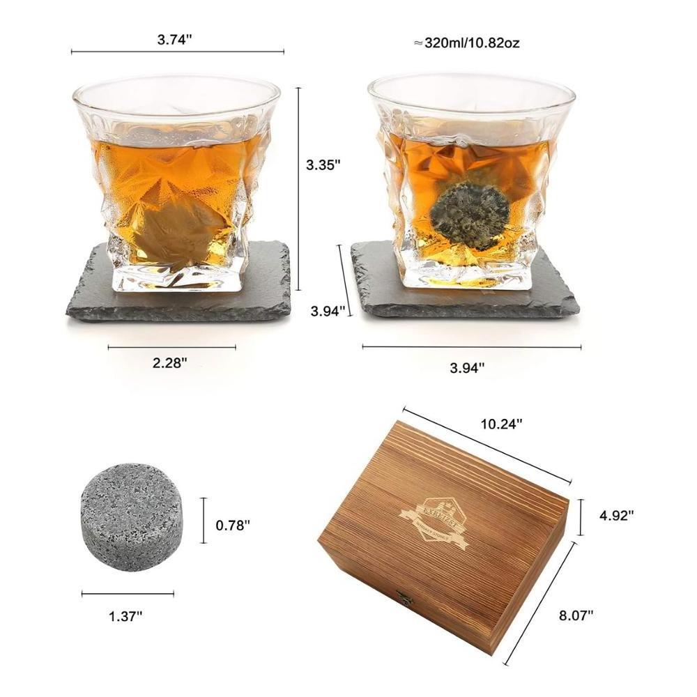 2022 Hot Selling Round Crystal Whiskey Glasses Granite Cubes Ice Whiskey Chilling Stones Whiskey Glass And Stones Gift Set