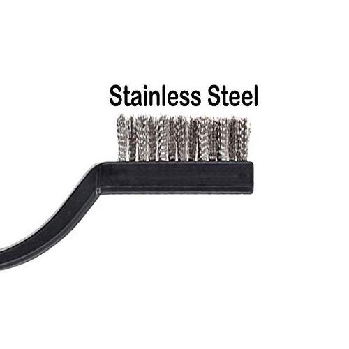 Mini Wire Brush Stainless Steel Brush,Curved Handle Masonry Brush Wire Bristle for Cleaning Welding Slag and Rust (Silver)