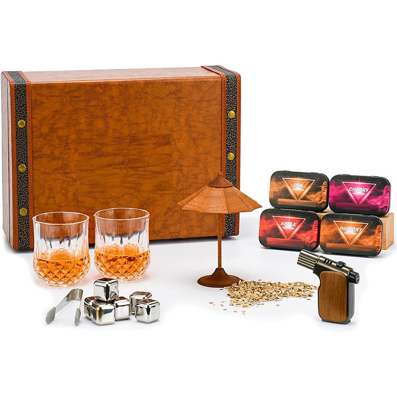 Ama-zon New Cocktail Smoker Kit with Torch Umbrella Whiskey Bourbon Smoker Kit with Wood Chips with glass cup set wholesale