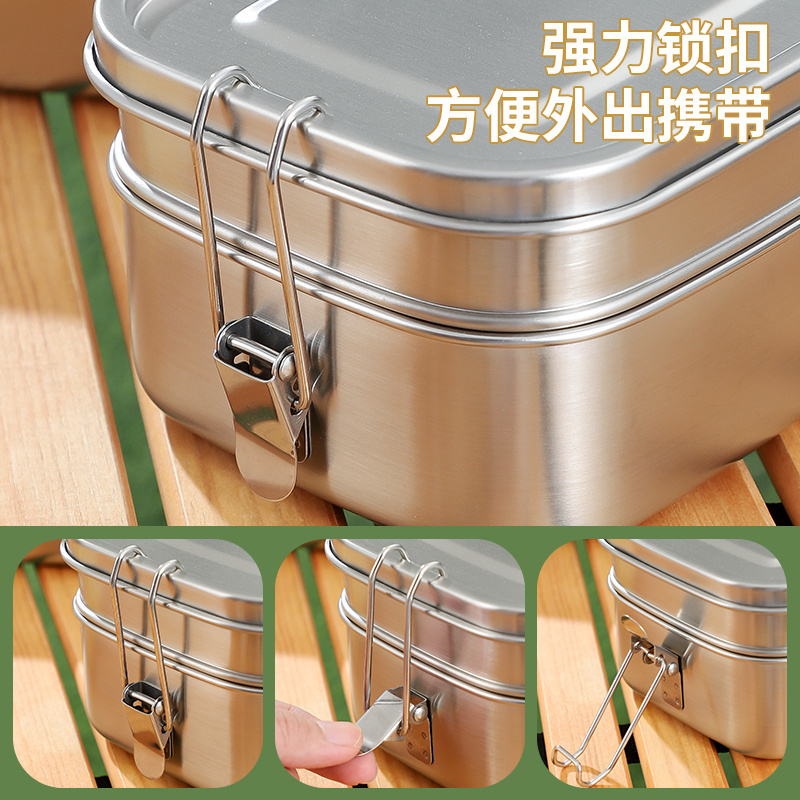 1400/1900 ml Eco-Friendly double layer bento box leakproof compartment food container 304 stainless steel lunch box wholesaler