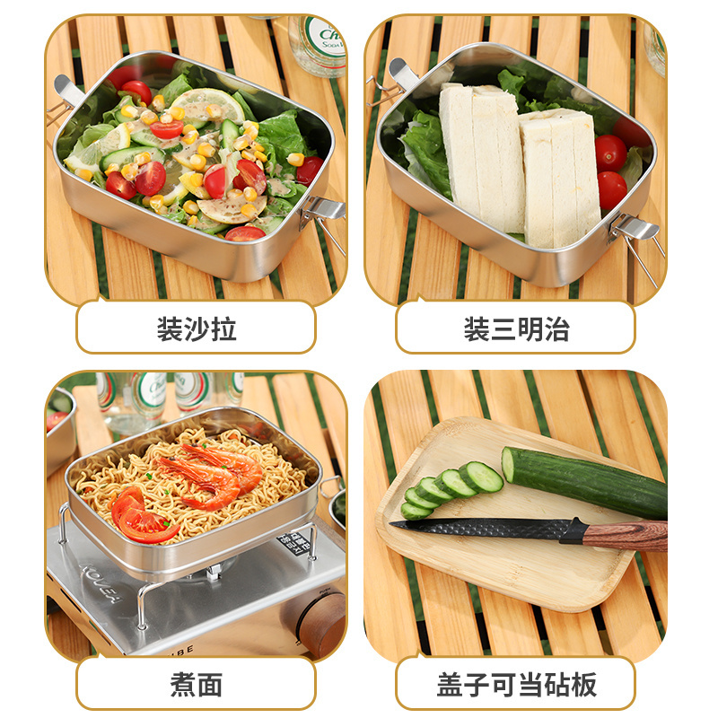 1400/1900 ml Eco-Friendly double layer bento box leakproof compartment food container 304 stainless steel lunch box wholesaler