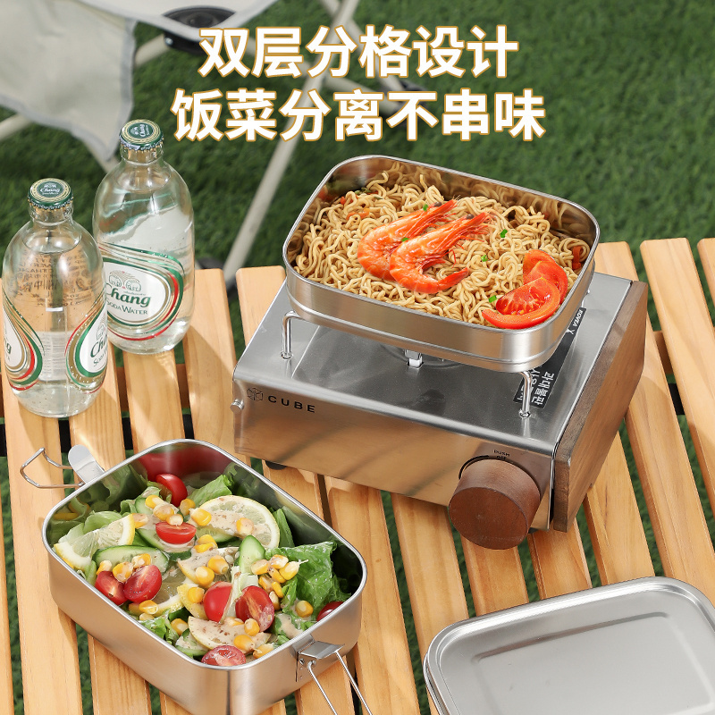 1400/1900 ml Eco-Friendly double layer bento box leakproof compartment food container 304 stainless steel lunch box wholesaler