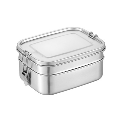 1400/1900 ml Eco-Friendly double layer bento box leakproof compartment food container 304 stainless steel lunch box wholesaler