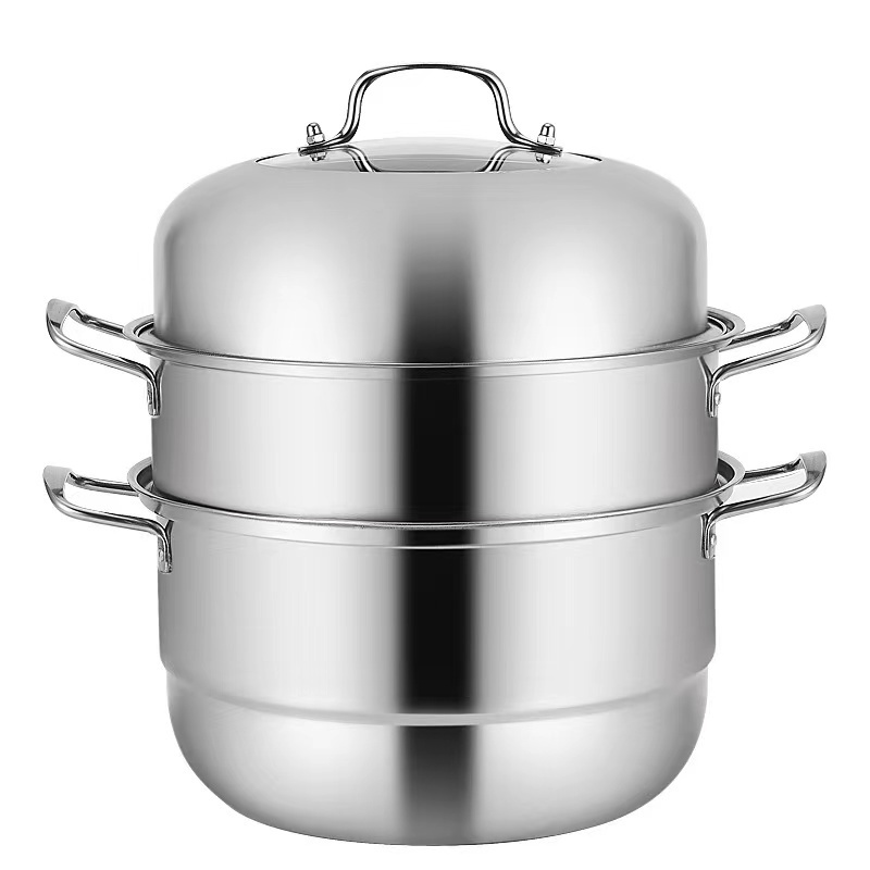 High quality Stainless Steel 304 Steamer Hot Pot Set With Glass Lid for Home Restaurant Hotel Cooking