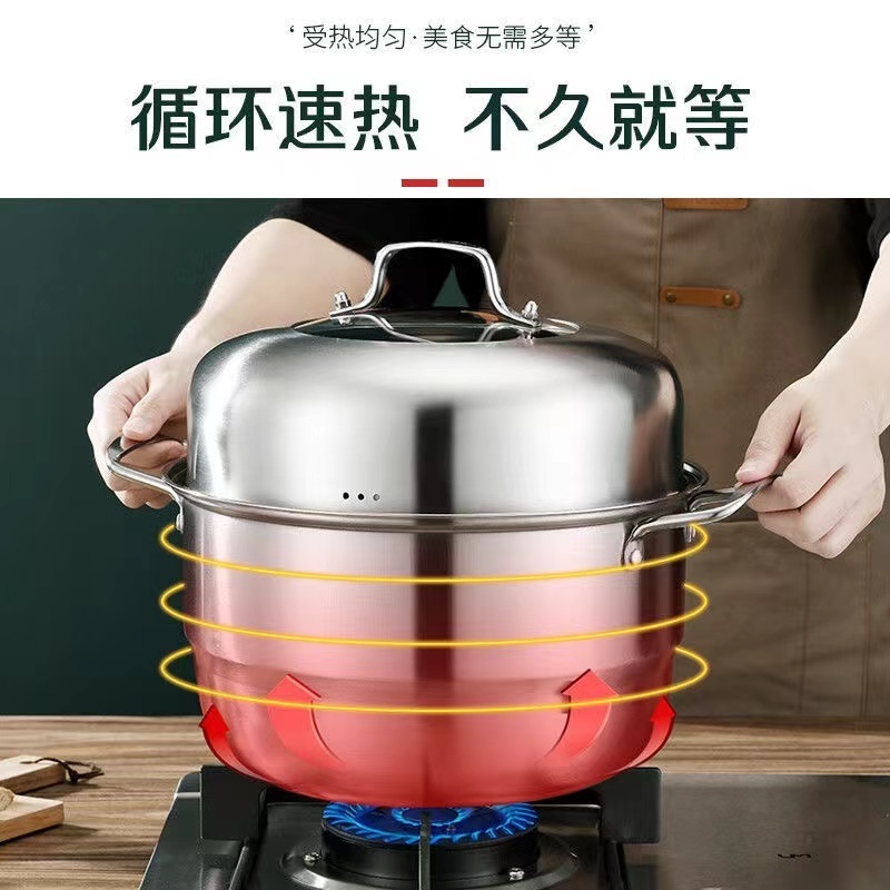 High quality Stainless Steel 304 Steamer Hot Pot Set With Glass Lid for Home Restaurant Hotel Cooking