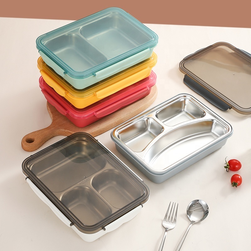 New 3 compartment stainless steel vacuum insulated lunch tiffin food storage bento box lunchbox for food with lid