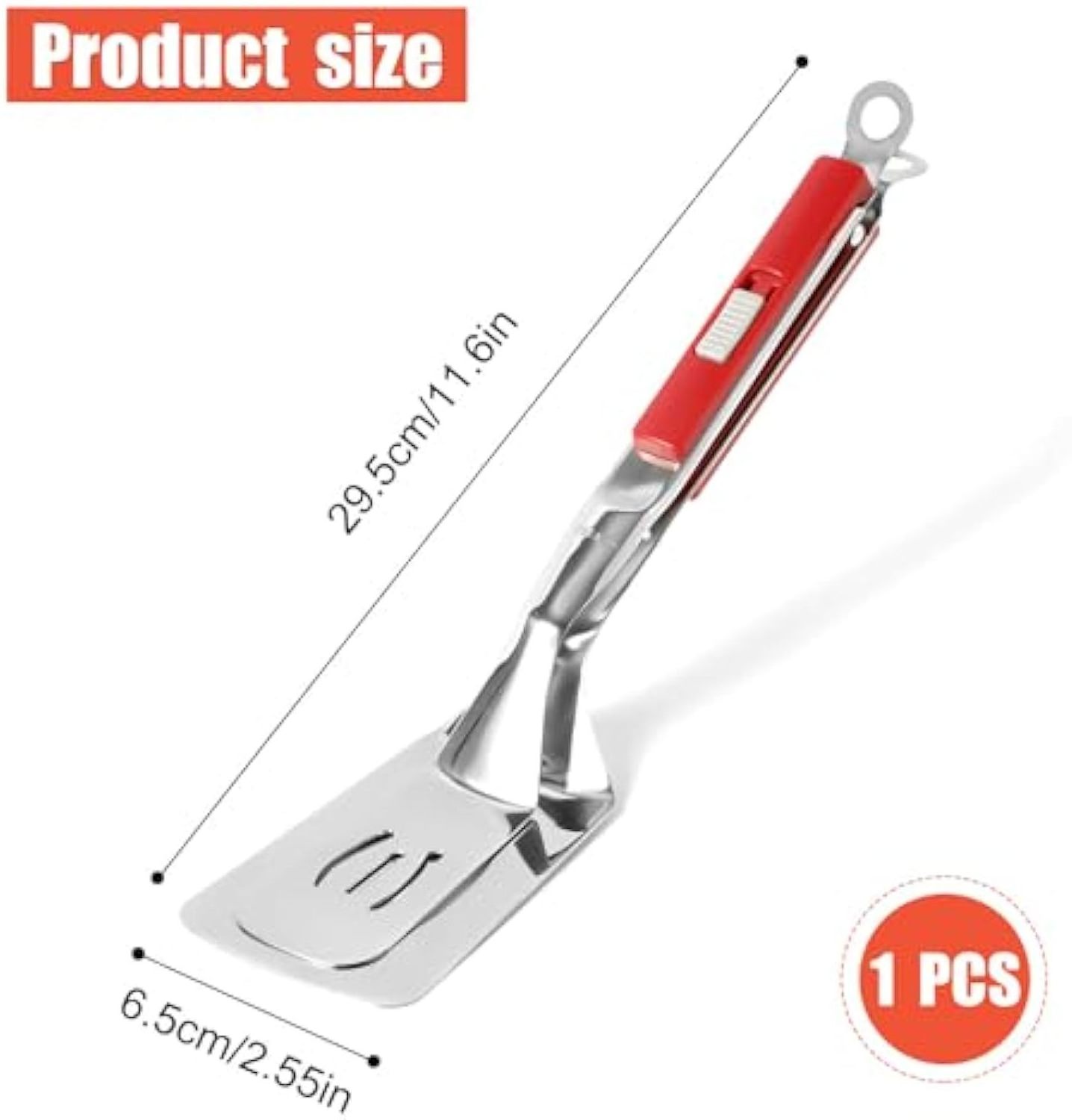 Anti-Scald Extended Handle Spatula Tongs Stainless Steel Double Sided Shovel Clip Grill BBQ Clamp Spatula Food Flipping Cooking