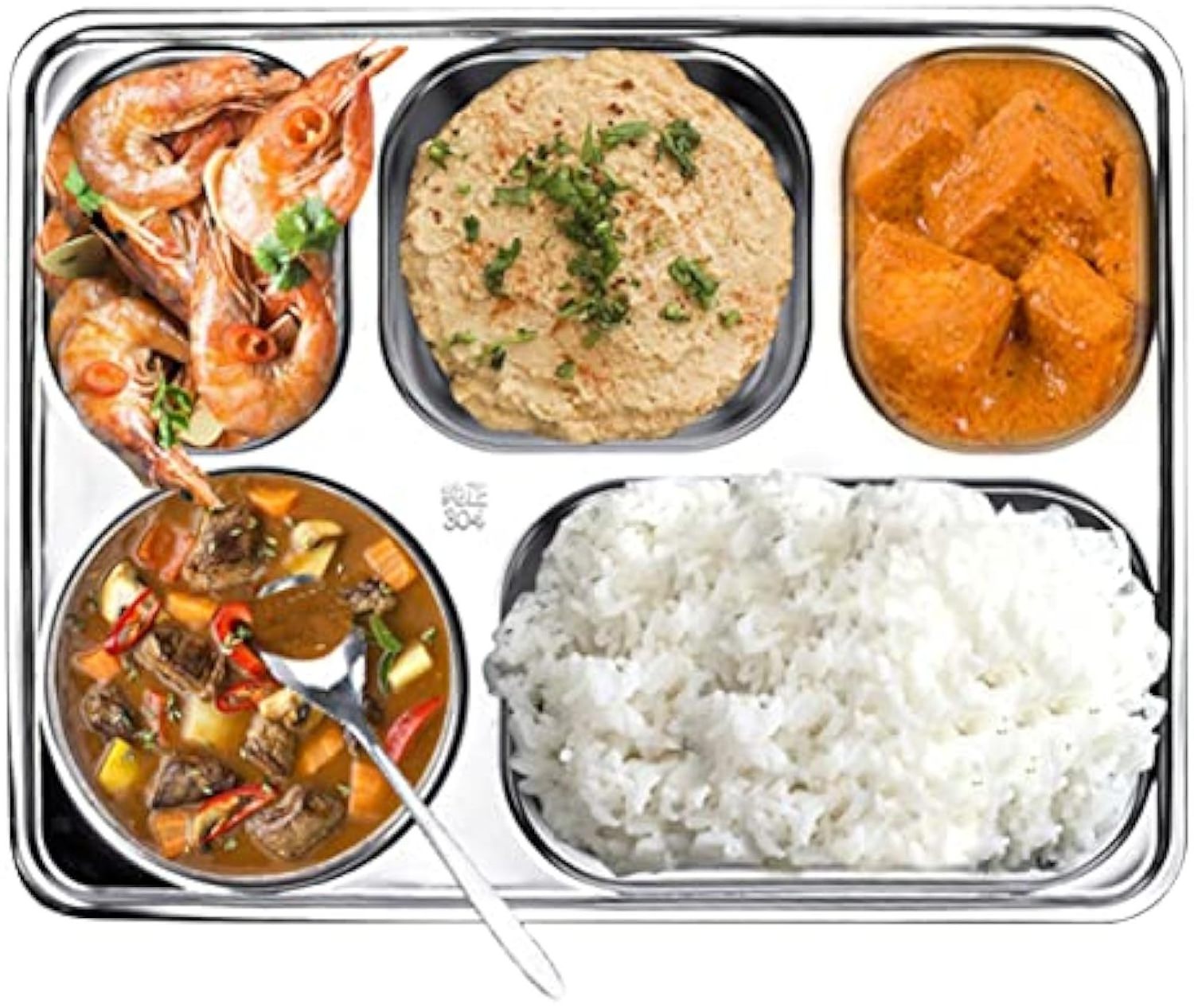 Wholesale Stainless steel 201/304 material 3/4/5 compartments divided fast food tray divided dinner plate with divider