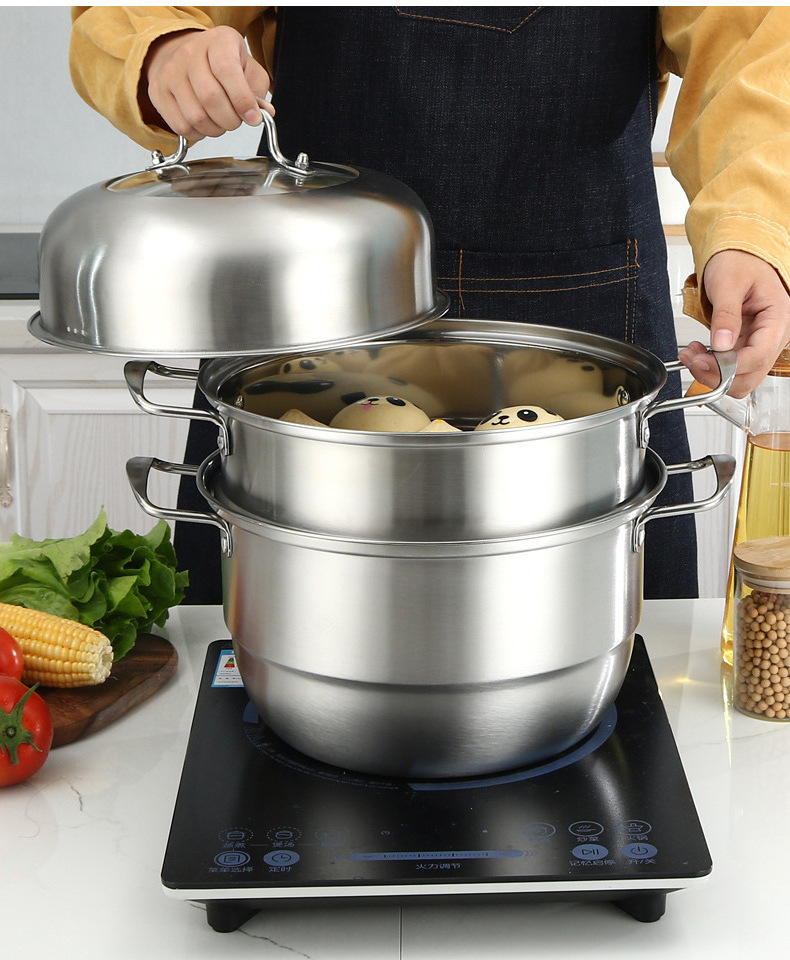 Multifunction kitchenware stainless steel steamer soup pot for gas electric stove induction cooker