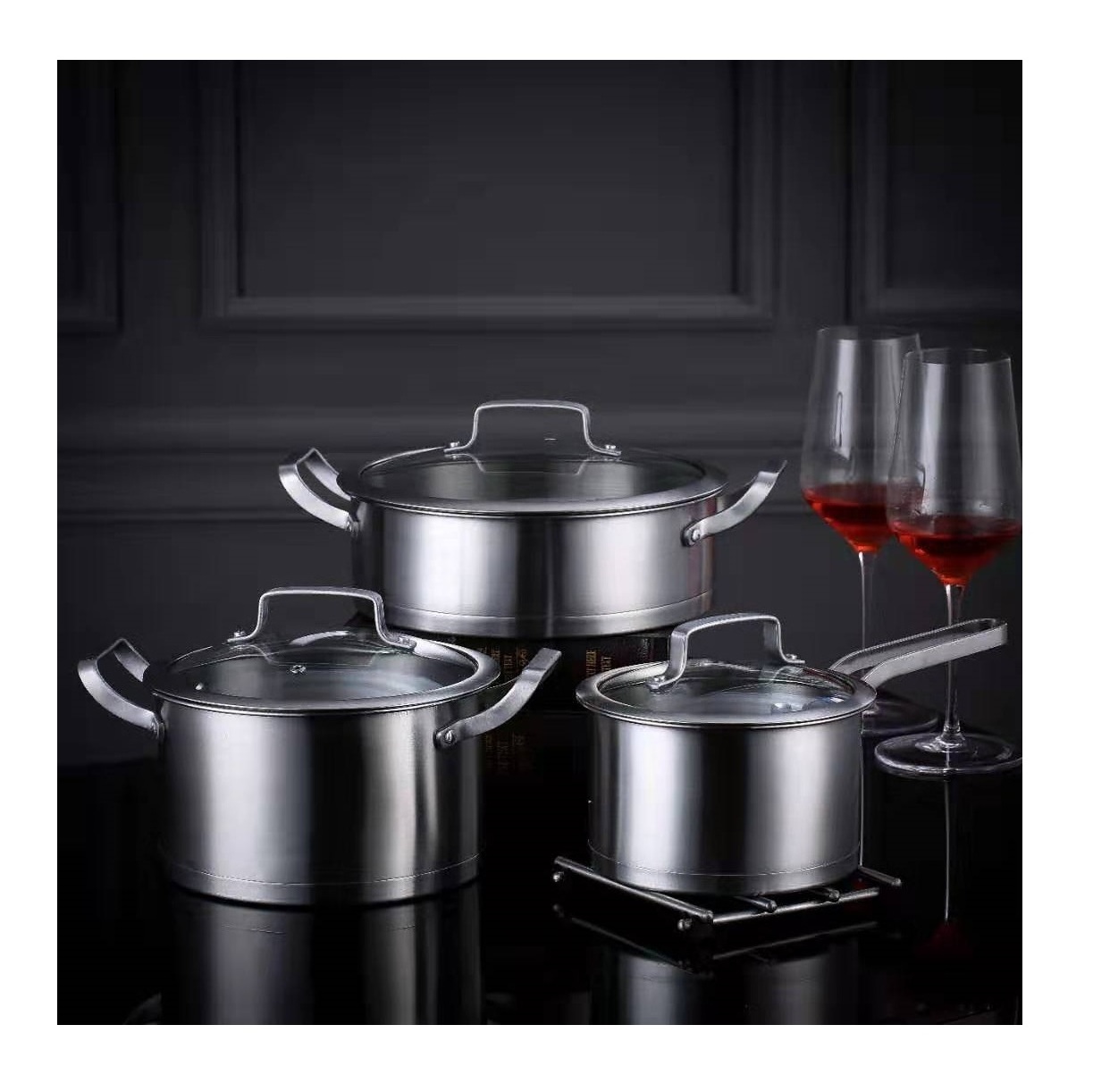 Ama-zon Pure Cook Cooking Pot Set High Quality Stainless Steel Sus410  Soup & Stock Pots for Kitchen