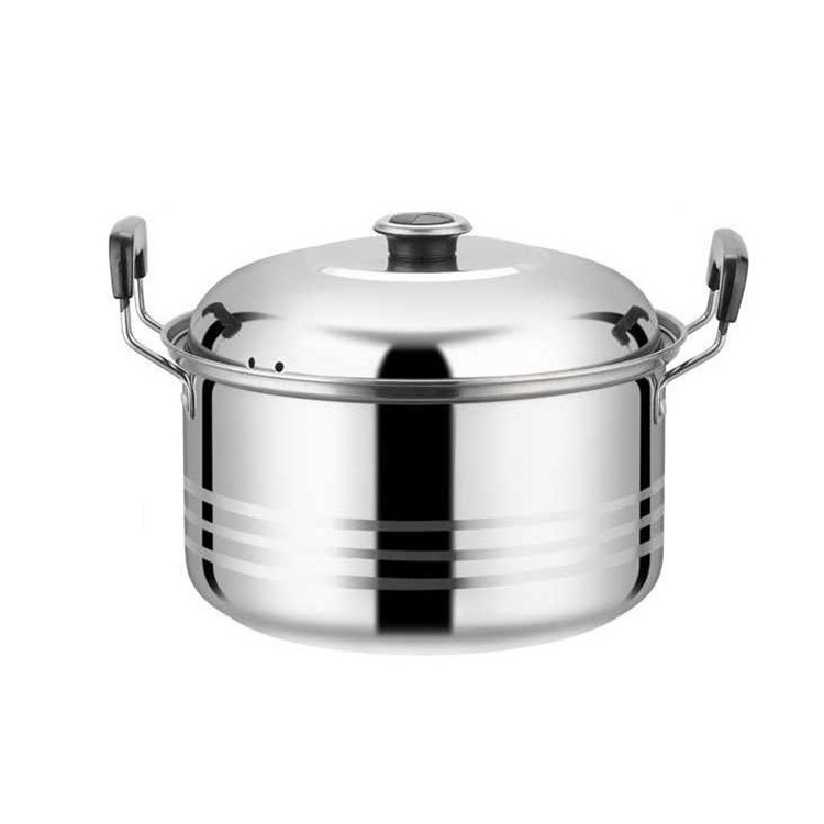 2021 hot sale cooking pot set electronic soup pot stainless steel soup pot steamer 16-30cm cookware with lid and double handle