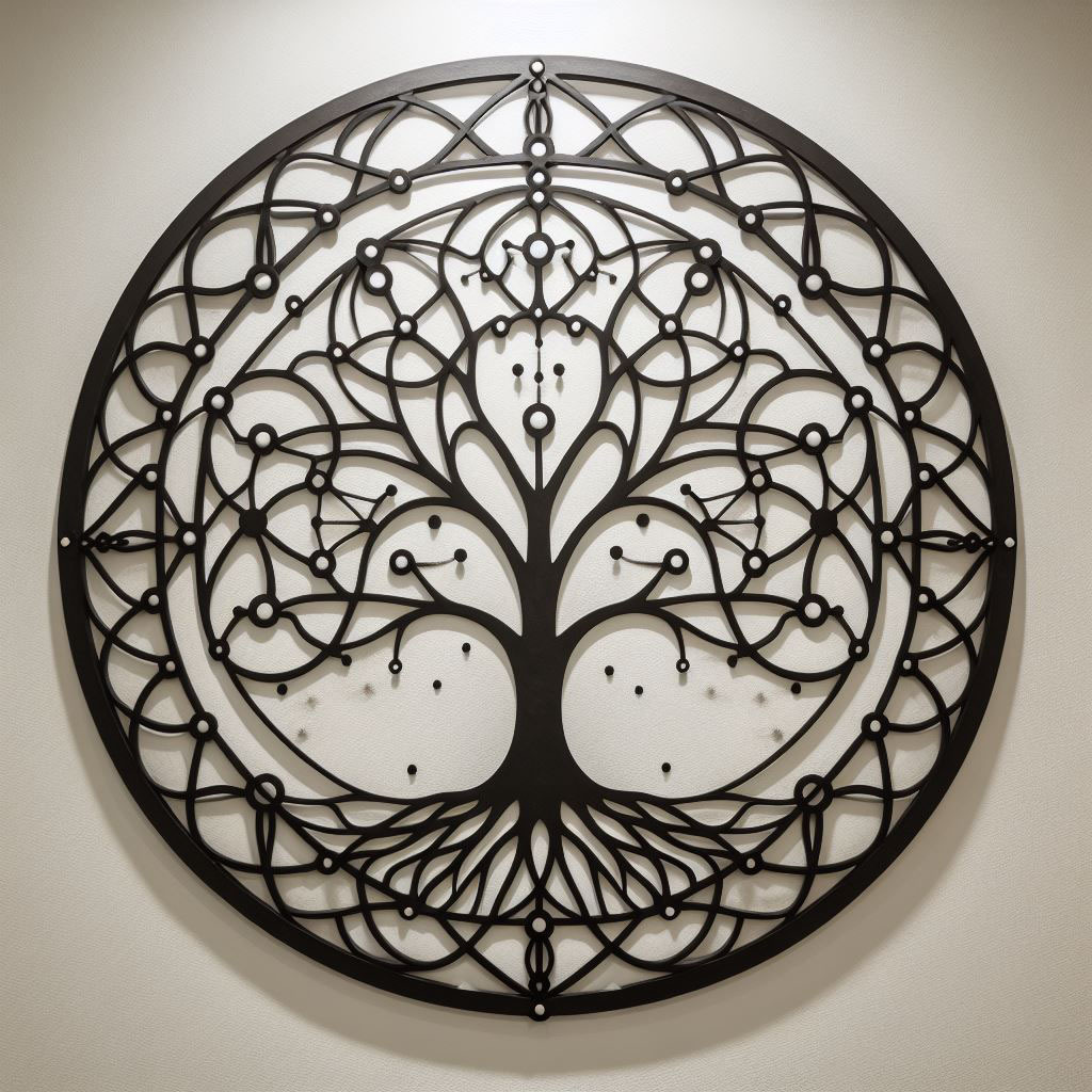 Tree of Life Black Wall Art Metal Decor Tree Of Life Wall Hanging Home Decoration Iron Round Wall Decorations Customized Color