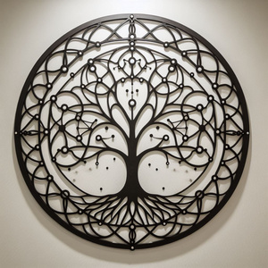 Tree of Life Black Wall Art Metal Decor Tree Of Life Wall Hanging Home Decoration Iron Round Wall Decorations Customized Color