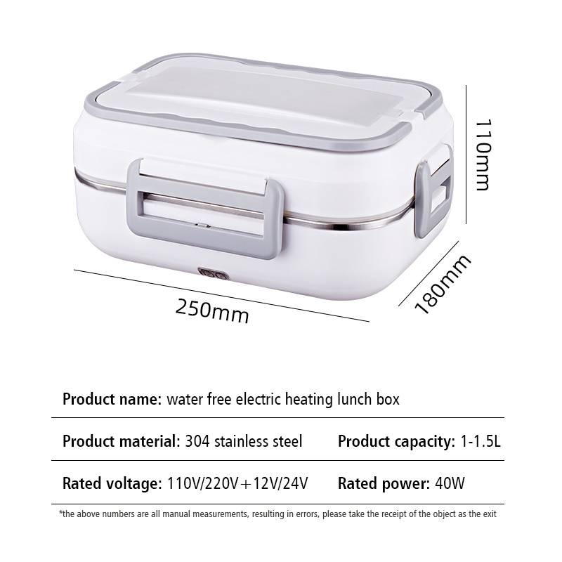 Hot Electric Lunch Box Portable Food Warmer for Car Home and Work Electric Lunch Box Stainless Steel with Bag 2 in 1 Rectangle