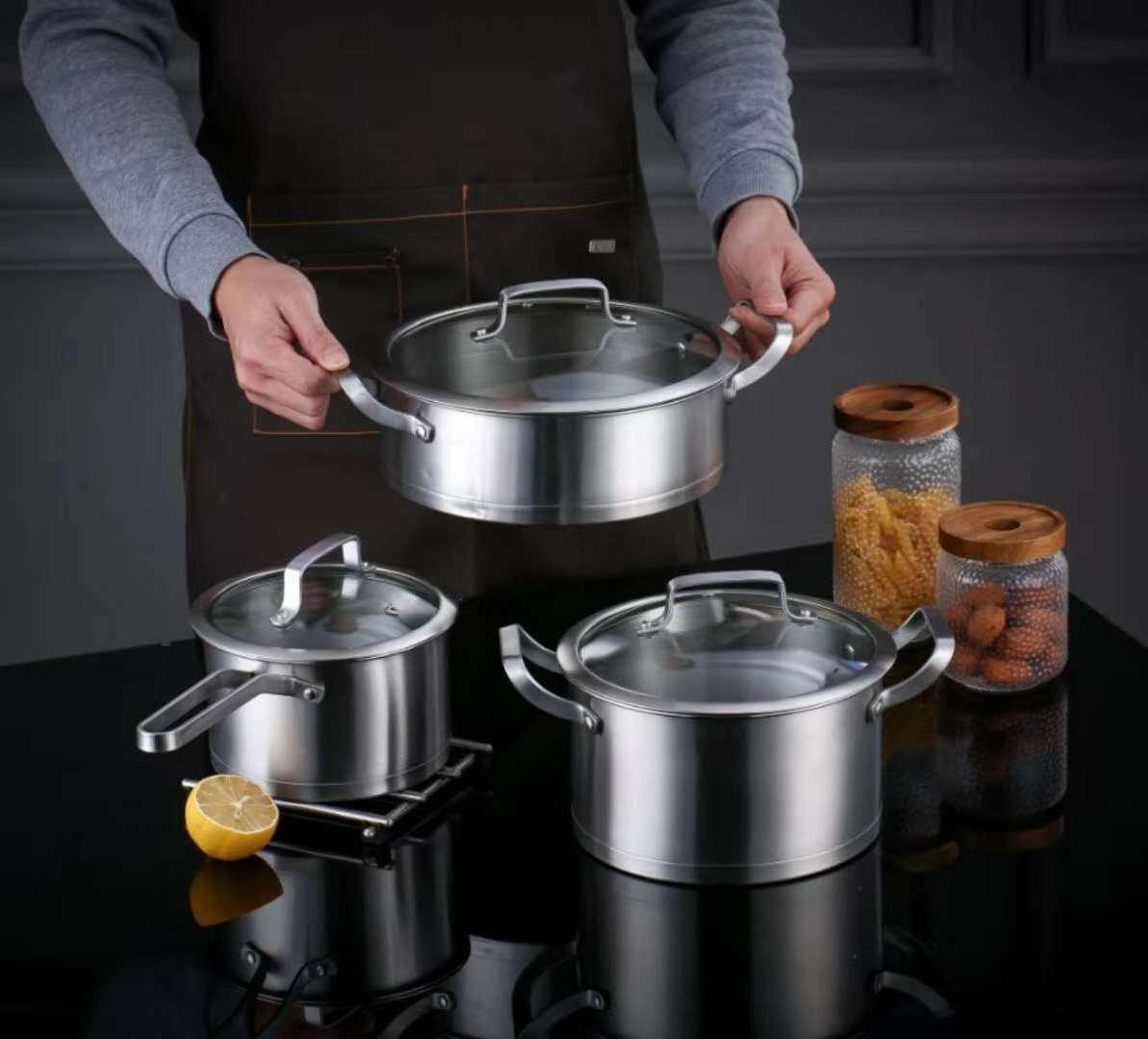 Ama-zon Pure Cook Cooking Pot Set High Quality Stainless Steel Sus410  Soup & Stock Pots for Kitchen