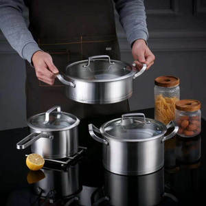 Ama-zon Pure Cook Cooking Pot Set High Quality Stainless Steel Sus410  Soup & Stock Pots for Kitchen