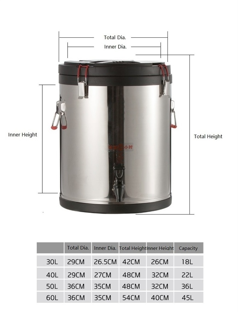 Factory direct Commercial Stainless Steel Milk Tea Bucket Insulation Barrel with faucet For Milk Tea Coffee Shop Storage Bucket