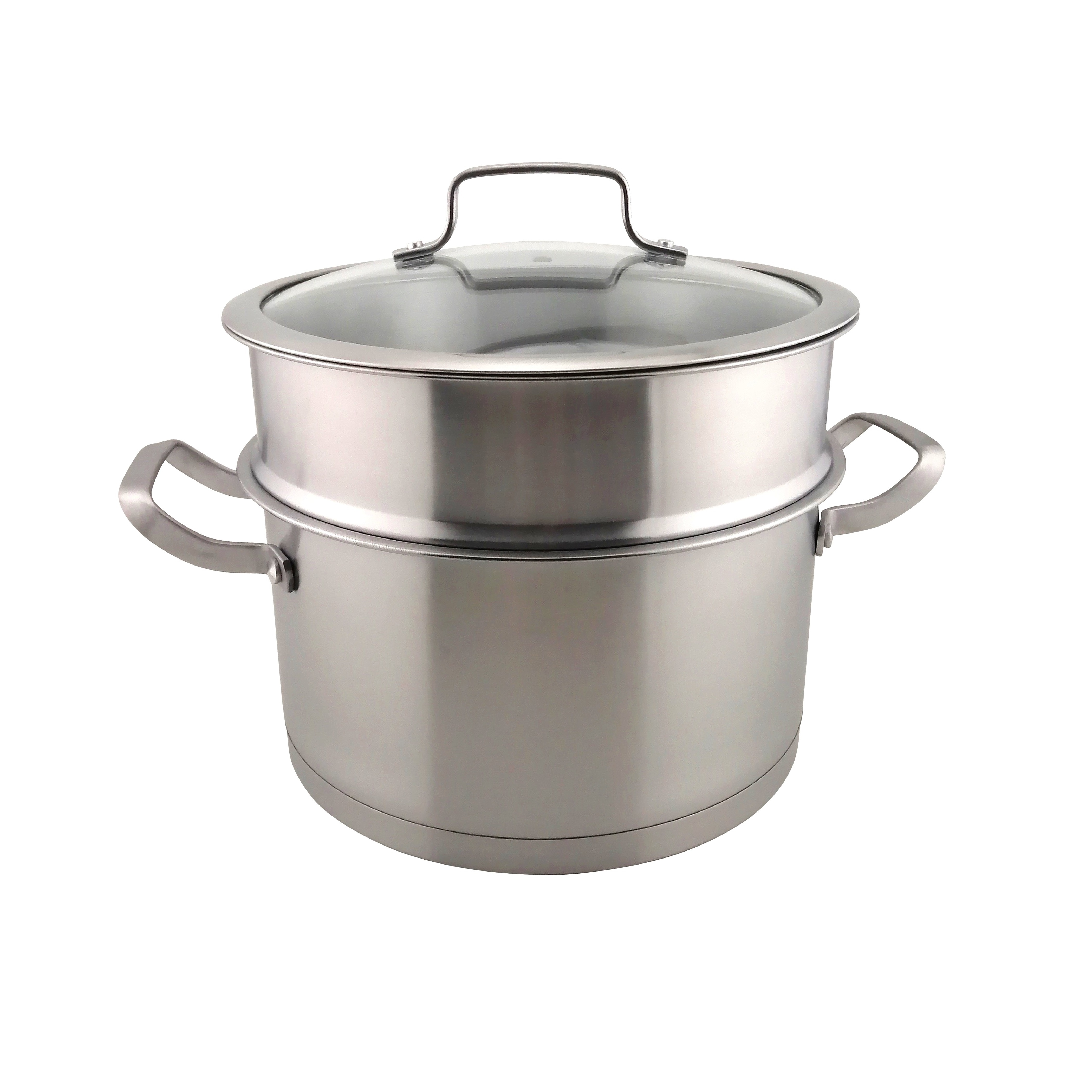 Custom 430 stainless steel cooking pot with Glass Lid High-capacity 2layers with Food Steam Stew pot European steaming soup pot