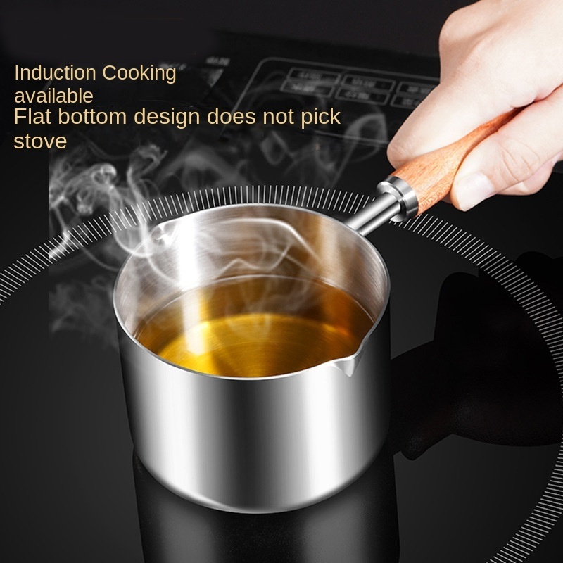 Stainless Steel Mini Frying Pan Household Hot Oil Pan Boiled Eggs Hot Chocolate Hot Milk Pot Household Multi-purpose Pot