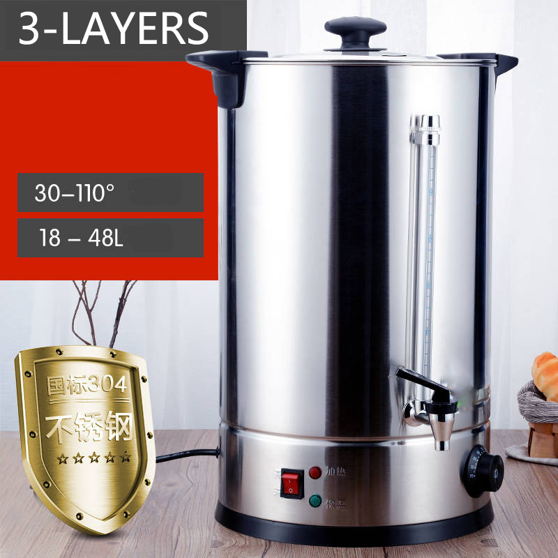 Commercial Electric Kettles Water Boiler Bucket Dispenser Stainless Steel for Restaurant Hotel Canteen Portable Kettle Black