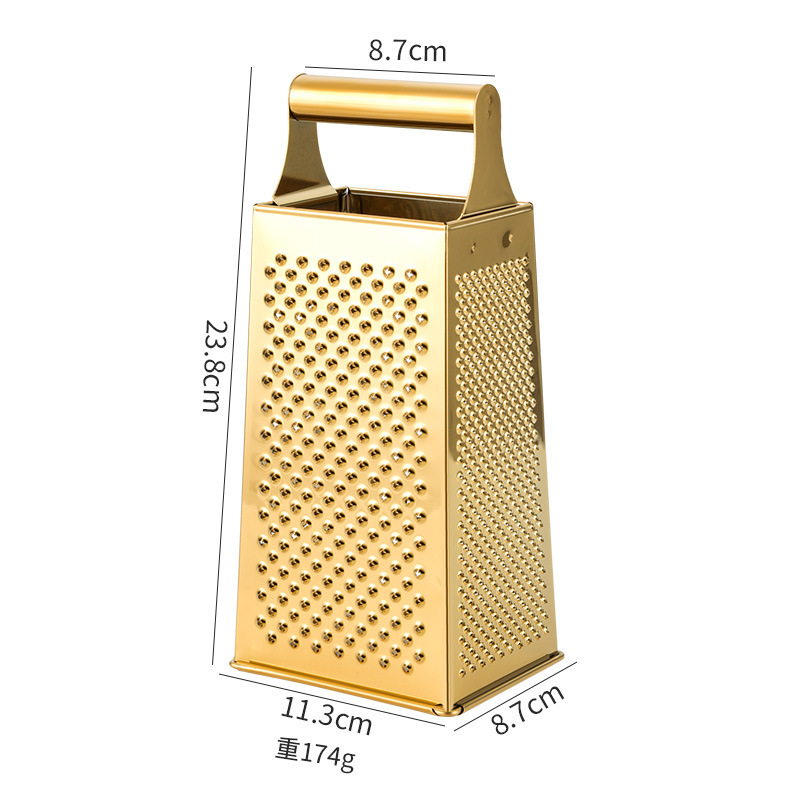 Wholesale Kitchen Gadgets Professional Box Grater Stainless Steel 4-Sided Hand Vegetable Slicer Cheese Grater with Handle