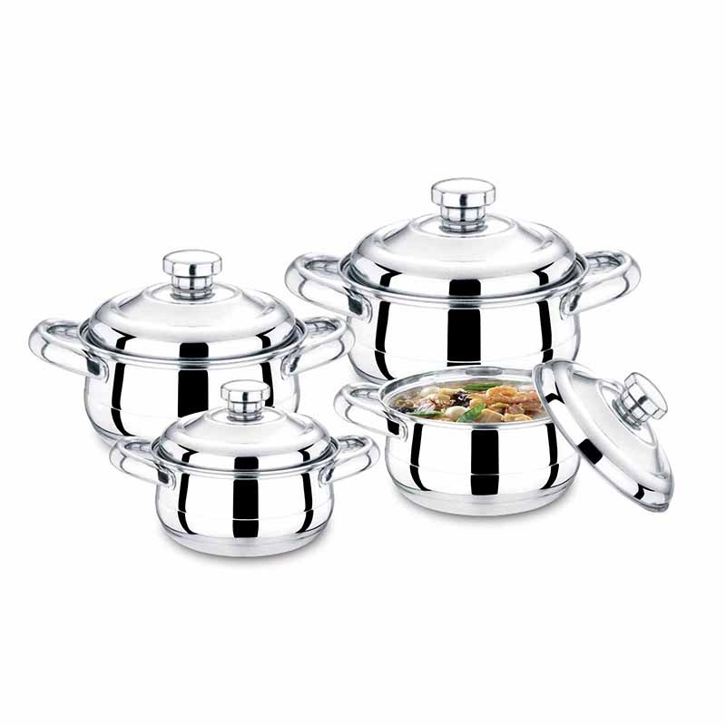 New Design Stainless steel Pots with Handle and Water Pot Set of Kitchen Cooking Pot Set Stainless Steel Europe Glass Lid