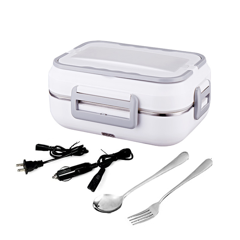 Hot Electric Lunch Box Portable Food Warmer for Car Home and Work Electric Lunch Box Stainless Steel with Bag 2 in 1 Rectangle