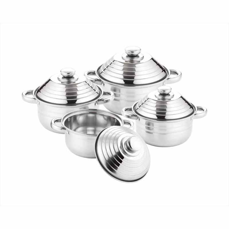 New Design Stainless steel Pots with Handle and Water Pot Set of Kitchen Cooking Pot Set Stainless Steel Europe Glass Lid