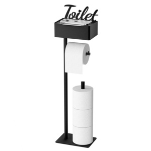 Customized Black Toilet Paper Holder Stand Free Standing Toilet Paper Holder with Shelf and Storage Toilet Paper Storage rack