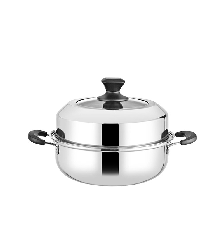 Steamer pot New style hot sale kitchenware stainless steel 2 layers restaurants cooking food pot steamer hot soup pot