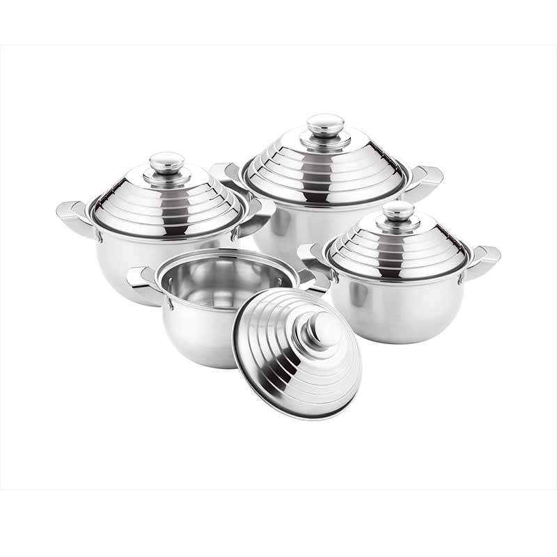 Stainless Steel Big Belly Induction Casserole Food Warmer 12pcs Stainless Steel Cooking Pot Cookware Set